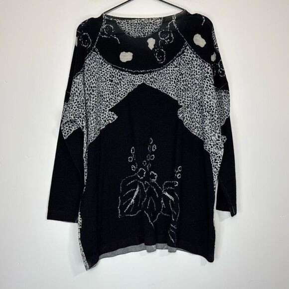 in bed with you Geometric Printed Merino Wool Sweater L - Picture 3 of 5